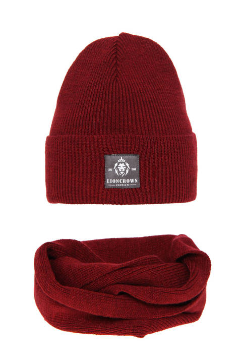 Boy's winter set: hat and tube scarf burgund Santiago