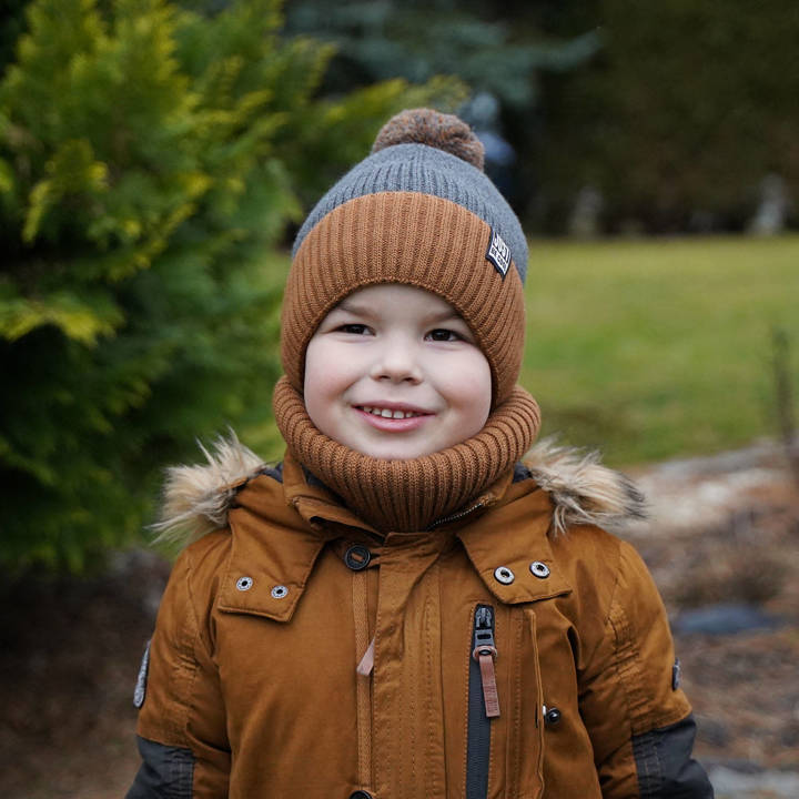 Boy's winter set: hat and tube scarf camel Arlekin