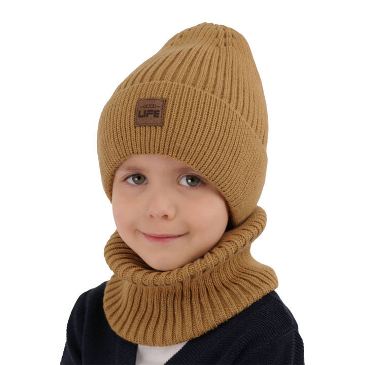 Boy's winter set: hat and tube scarf camel Basilio