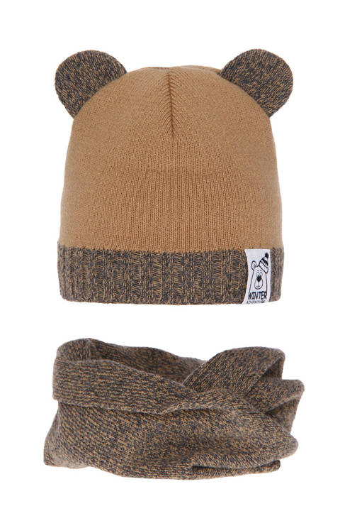 Boy's winter set: hat and tube scarf camel Diango