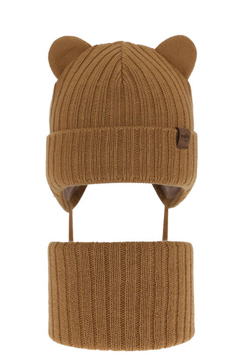 Boy's winter set: hat and tube scarf camel Ferven