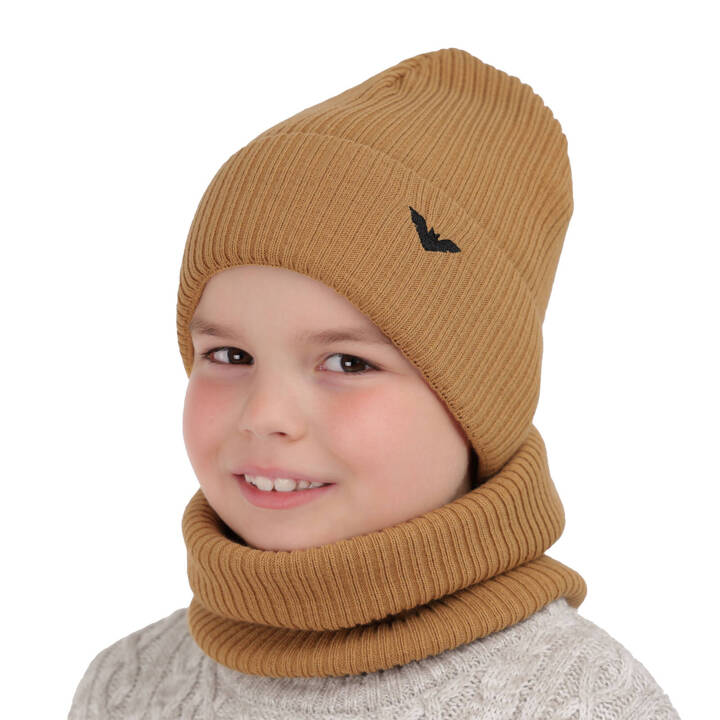 Boy's winter set: hat and tube scarf camel Romeo