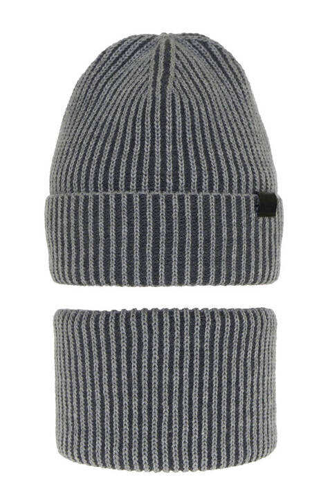 Boy's winter set: hat and tube scarf grey Falcon