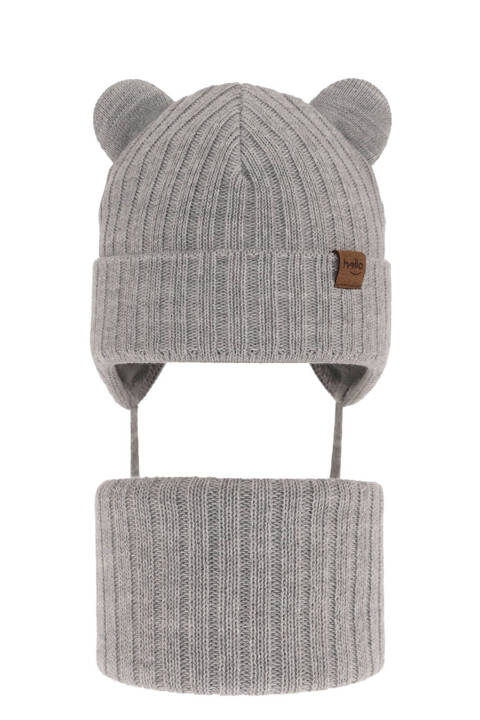 Boy's winter set: hat and tube scarf grey Ferven