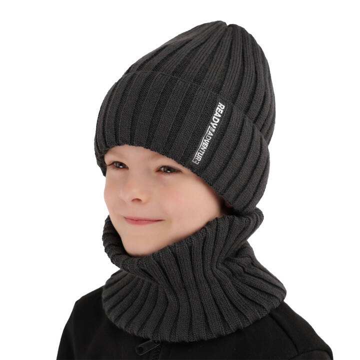 Boy's winter set: hat and tube scarf grey Livido