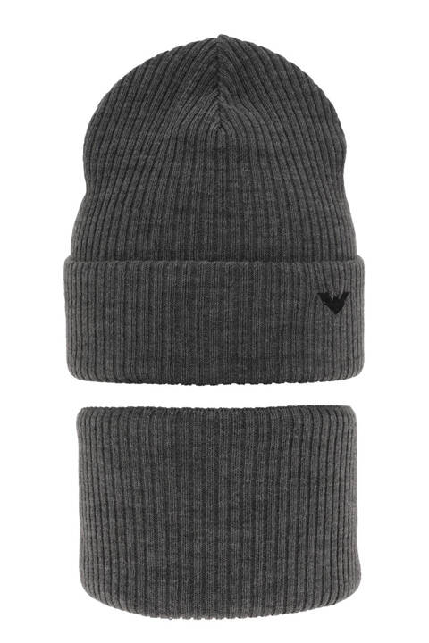 Boy's winter set: hat and tube scarf grey Romeo