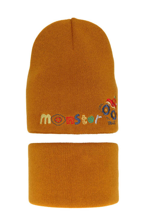 Boy's winter set: hat and tube scarf honey Monster