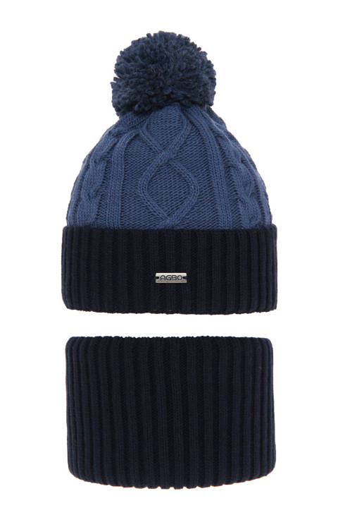 Boy's winter set: hat and tube scarf navy blue Juliusz