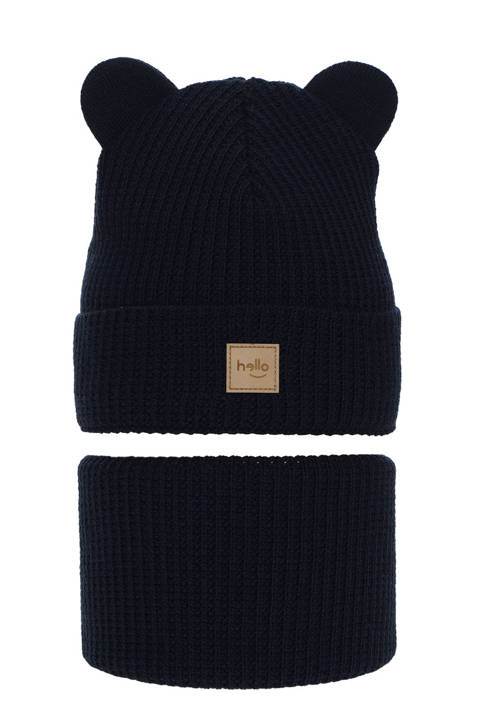 Boy's winter set: hat and tube scarf navy blue Michael