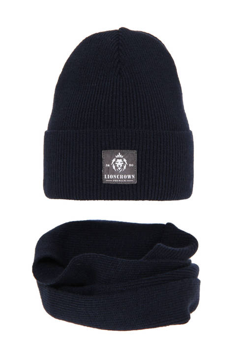 Boy's winter set: hat and tube scarf navy blue Santiago