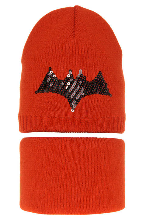 Boy's winter set: hat and tube scarf orange Master