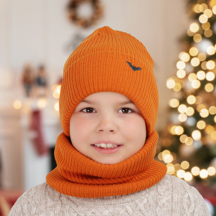 Boy's winter set: hat and tube scarf orange Romeo