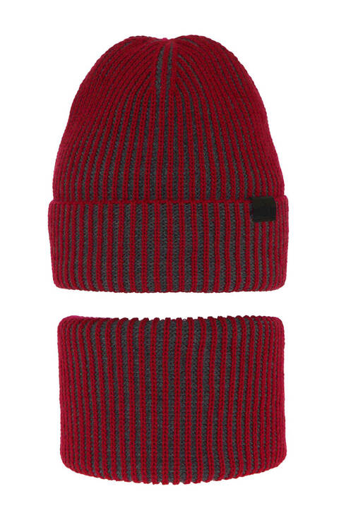 Boy's winter set: hat and tube scarf red Falcon