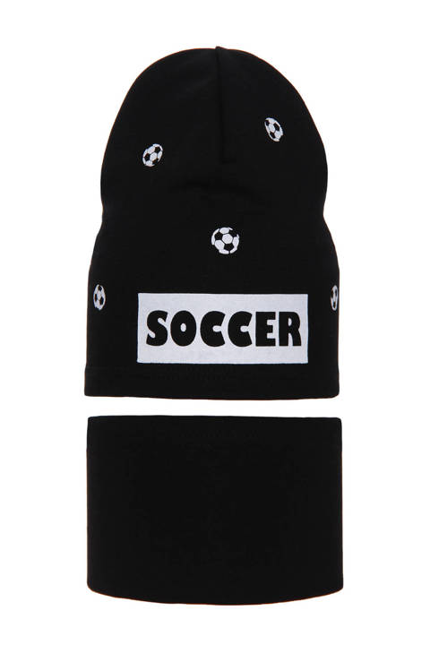 Children's autumn/ spring set: hat and tube scarf black Soccer