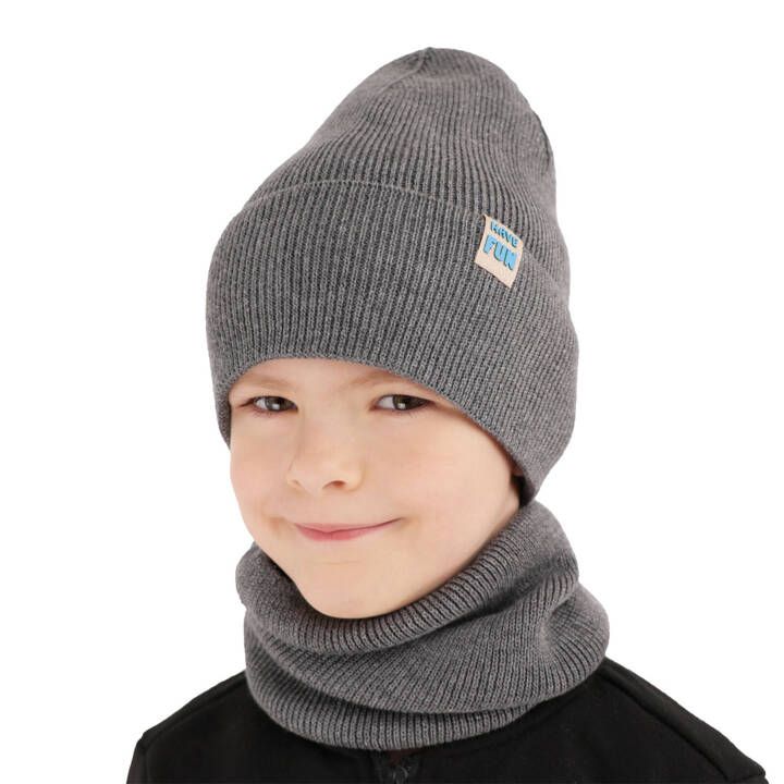 Children's autumn/ spring set: hat and tube scarf grey Ottavio