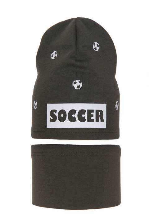 Children's autumn/ spring set: hat and tube scarf khaki Soccer