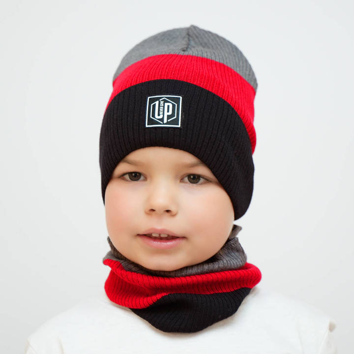 Children's autumn/ spring set: hat and tube scarf navy black Borneo