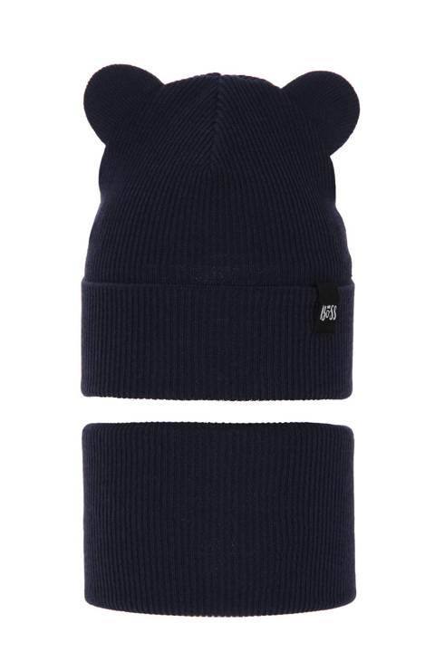 Children's autumn/ spring set: hat and tube scarf navy blue Grajan