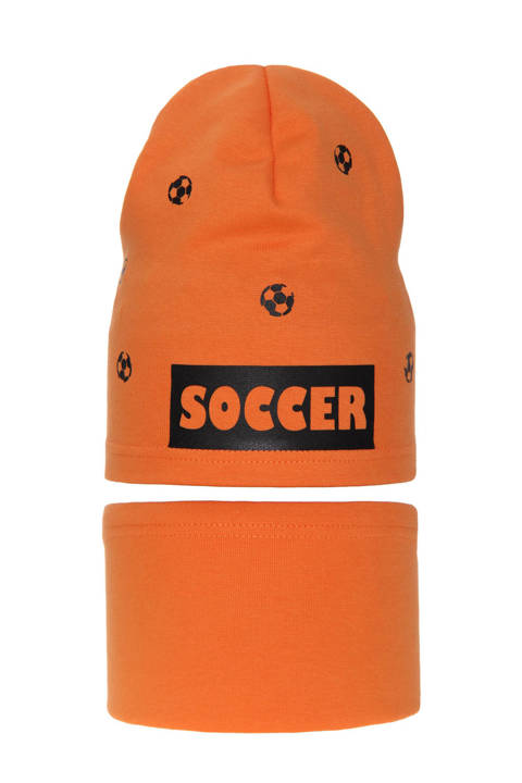 Children's autumn/ spring set: hat and tube scarf orange Soccer