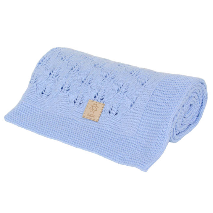 Cotton baby blanket light blue Aro