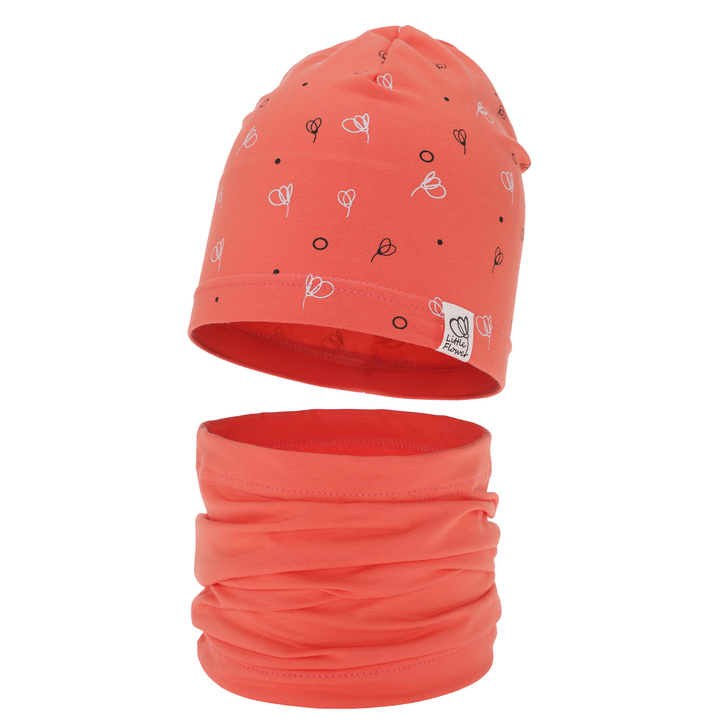 Girl's spring/ autumn cotton set: hat and tube scarf red Fiora