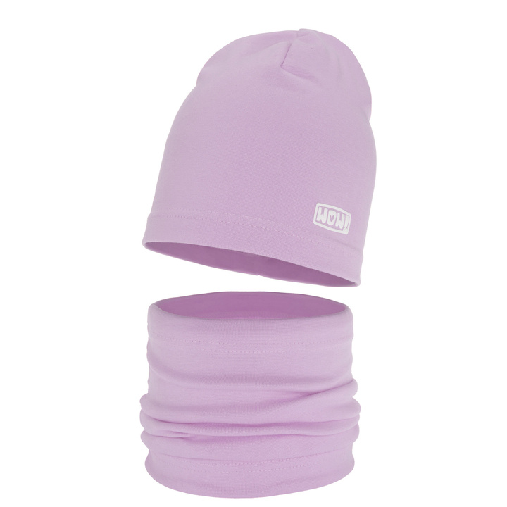 Girl's spring/ autumn cotton set: hat and tube scarf violet Friza