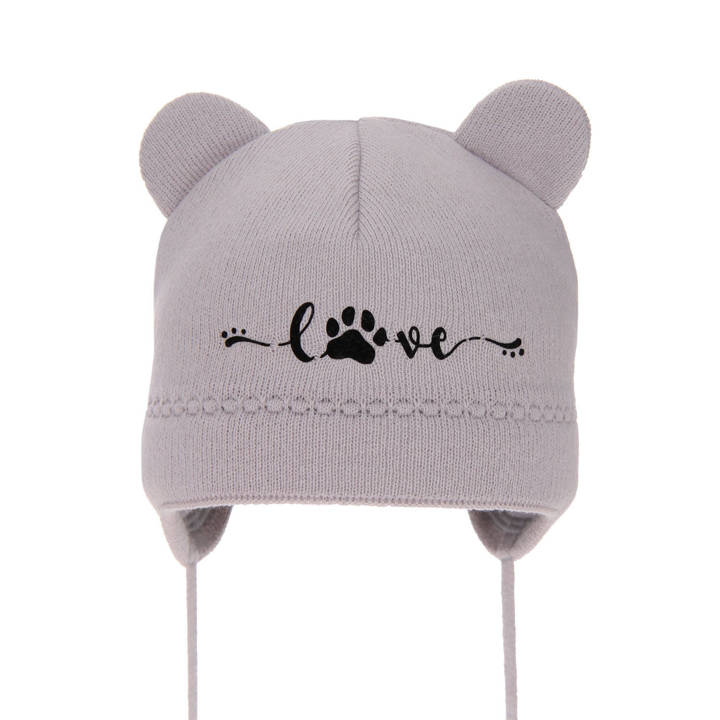 Girl's spring/ autumn hat grey Patka with ears