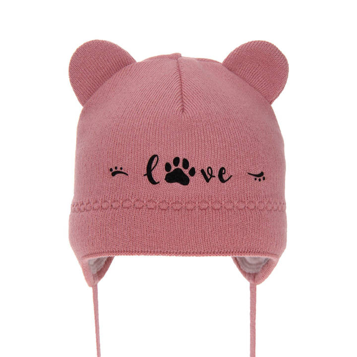 Girl's spring/ autumn hat pink Patka with ears