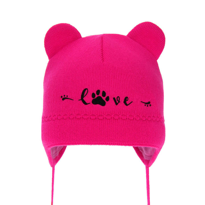 Girl's spring/ autumn hat pink Patka with ears