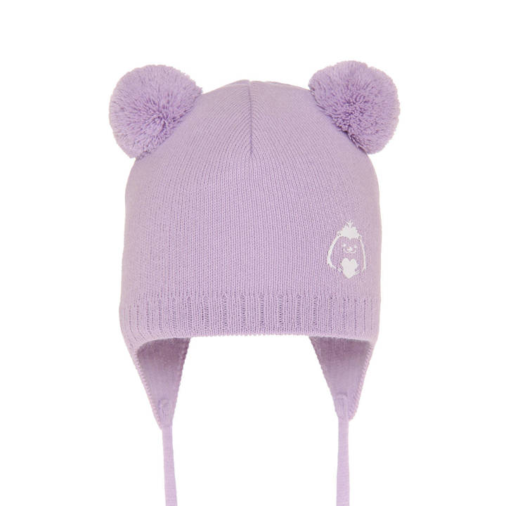 Girl's spring/ autumn hat violet Bunia with two pompom