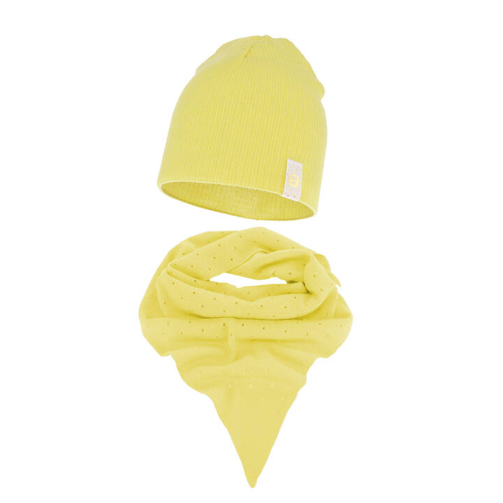 Girl's spring/ autumn set: hat and shawl yellow Blanche