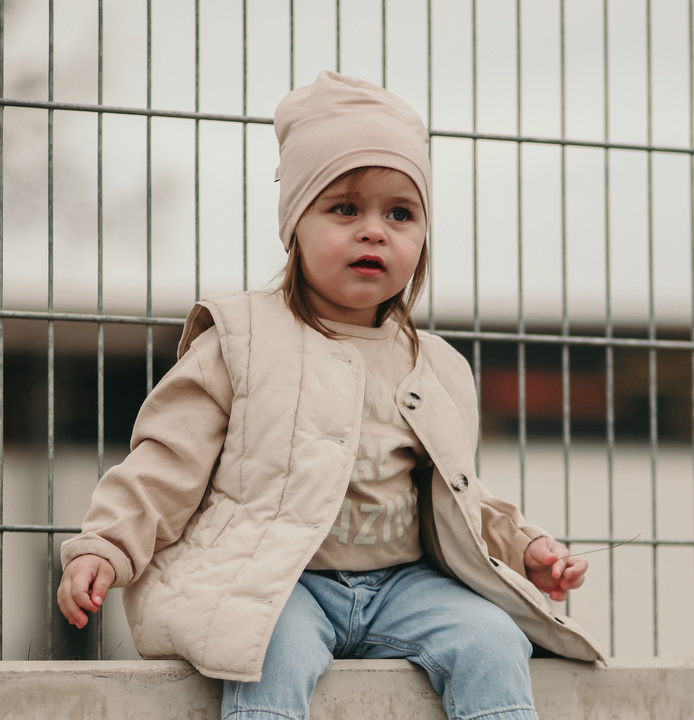 Girl's spring/ autumn set: hat and tube scarf beige Hazelka