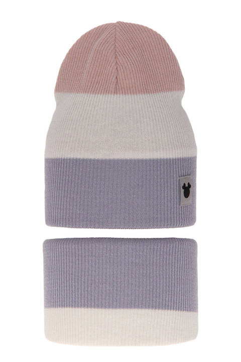 Girl's spring/ autumn set: hat and tube scarf grey Eureka