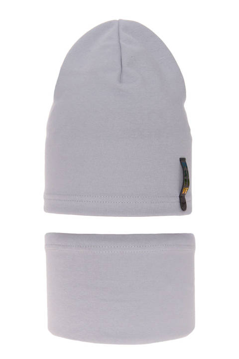 Girl's spring/ autumn set: hat and tube scarf grey Flores