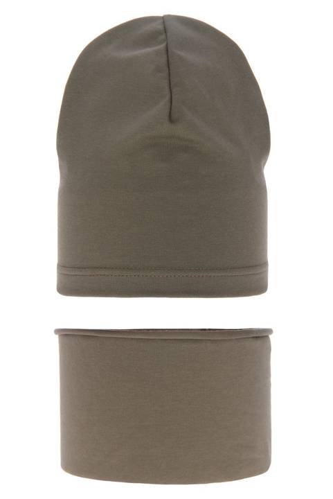 Girl's spring/ autumn set: hat and tube scarf khaki Hazelka 