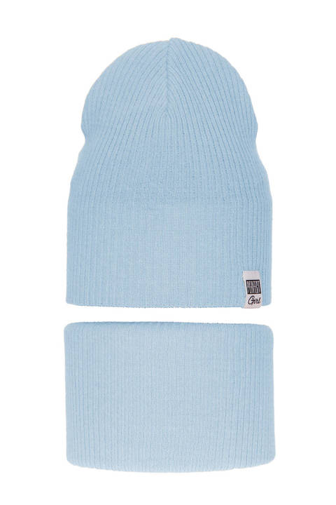 Girl's spring/ autumn set: hat and tube scarf light blue Farinka