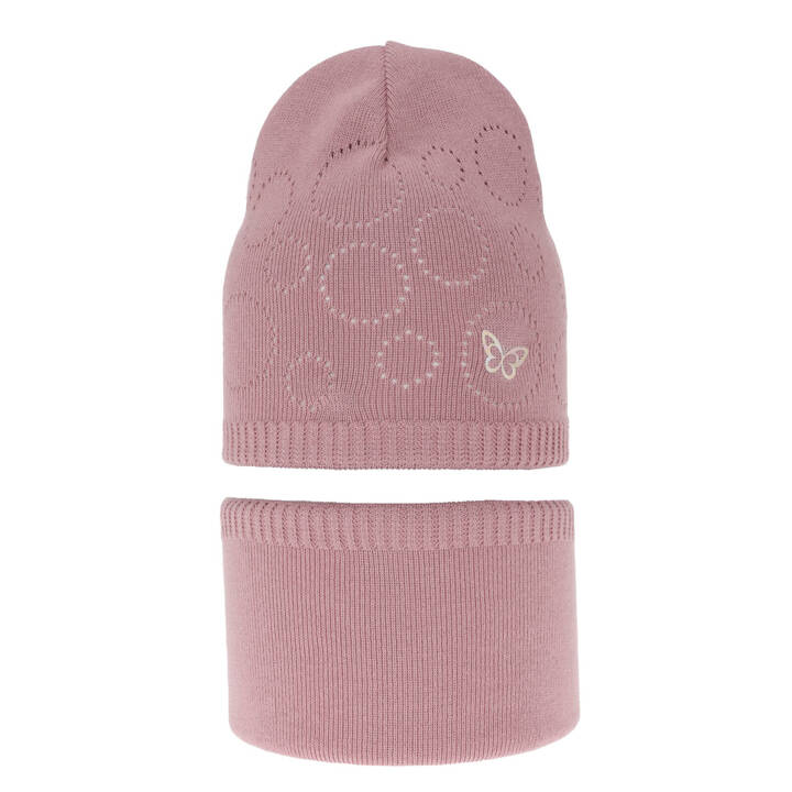 Girl's spring/ autumn set: hat and tube scarf pink Amarilla