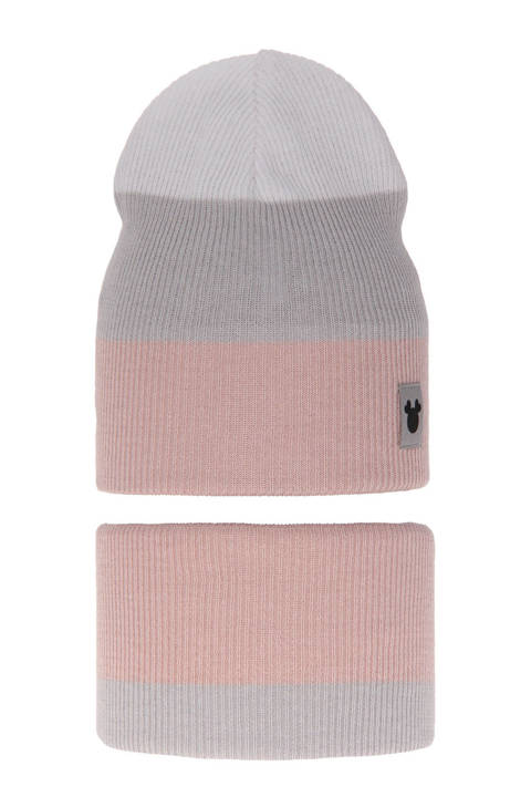 Girl's spring/ autumn set: hat and tube scarf pink Eureka