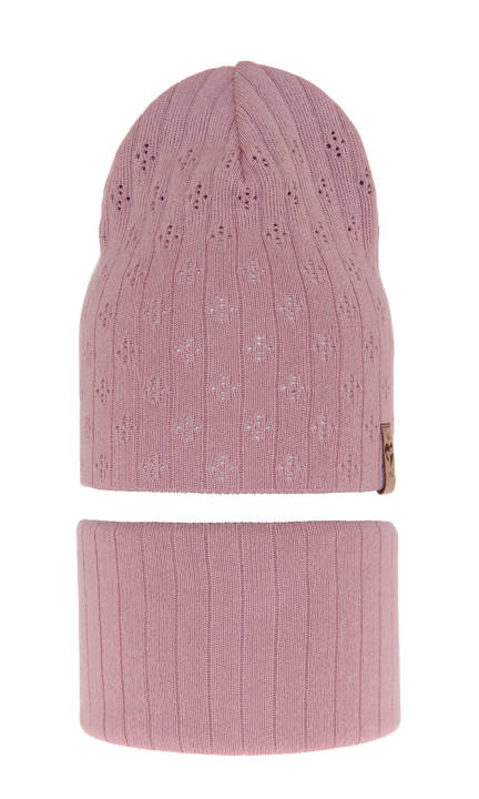 Girl's spring/ autumn set: hat and tube scarf pink Felicity