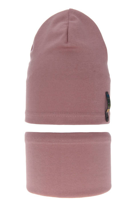 Girl's spring/ autumn set: hat and tube scarf pink Flores