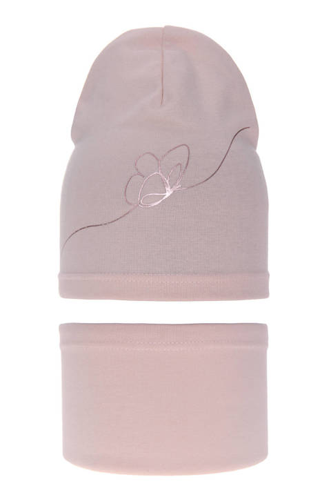 Girl's spring/ autumn set: hat and tube scarf pink Jula