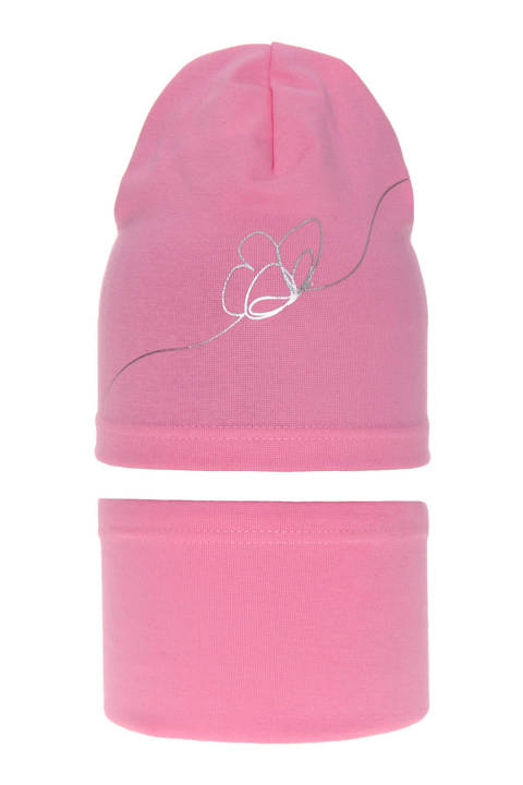 Girl's spring/ autumn set: hat and tube scarf pink Jula