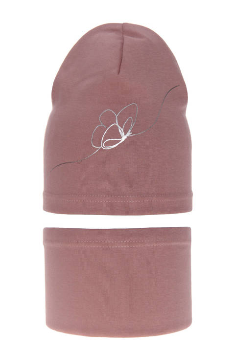 Girl's spring/ autumn set: hat and tube scarf pink Jula