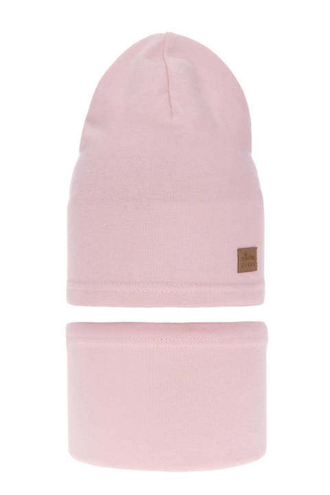 Girl's spring/ autumn set: hat and tube scarf pink Selfie