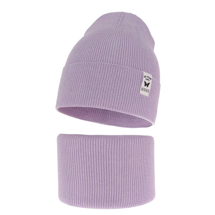 Girl's spring/ autumn set: hat and tube scarf violet Leonita