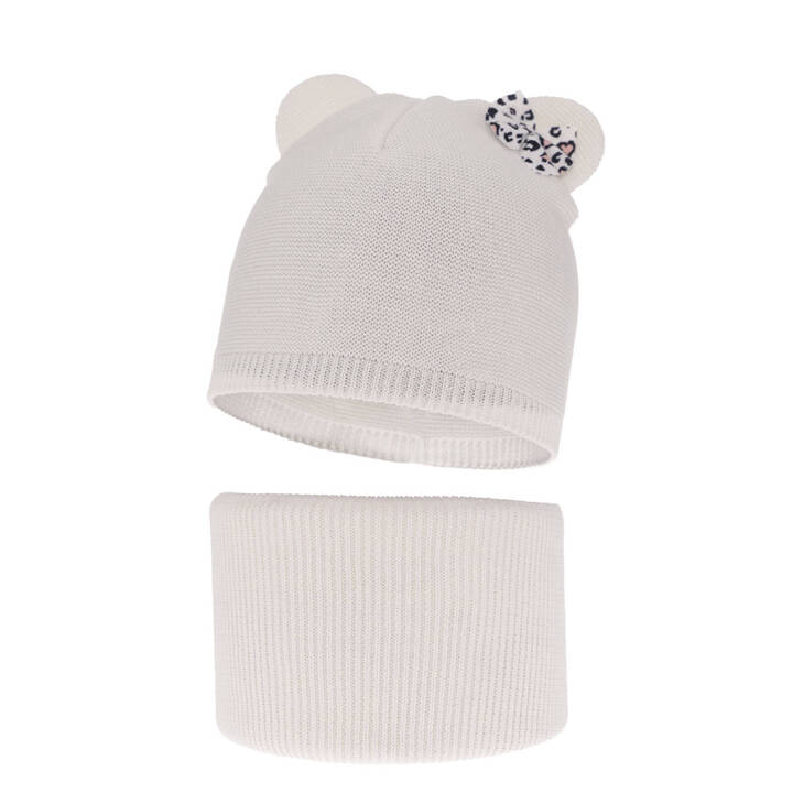 Girl's spring/ autumn set: hat and tube scarf white Nicolette