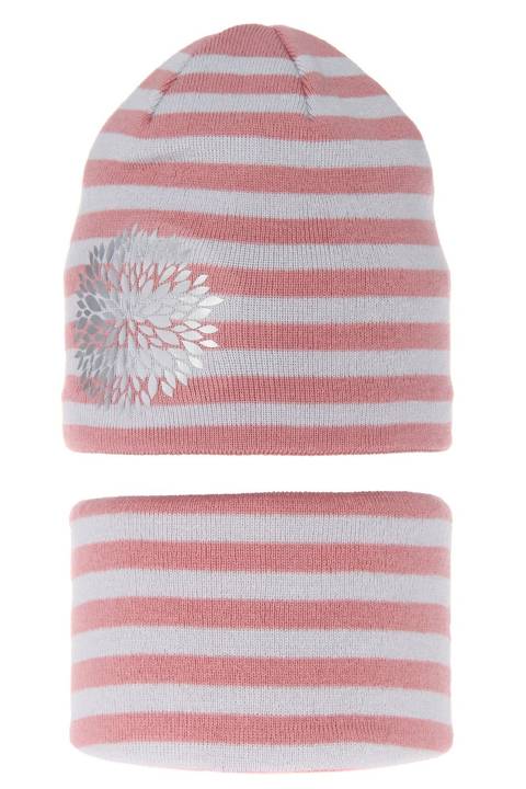 Girl's winter/ autumn set: hat and tube scarf pink Lila