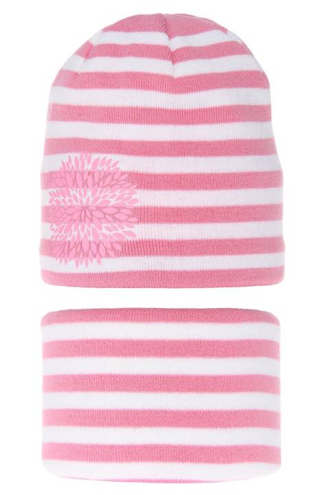 Girl's winter/ autumn set: hat and tube scarf pink Lila