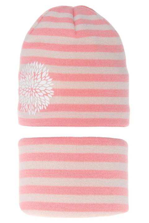 Girl's winter/ autumn set: hat and tube scarf pink Lila