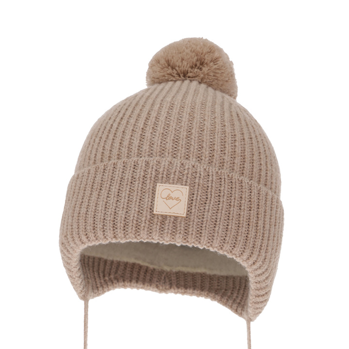 Girls' winter hat camel 100% extra fine merino wool, lined with wool fleece Hakkari